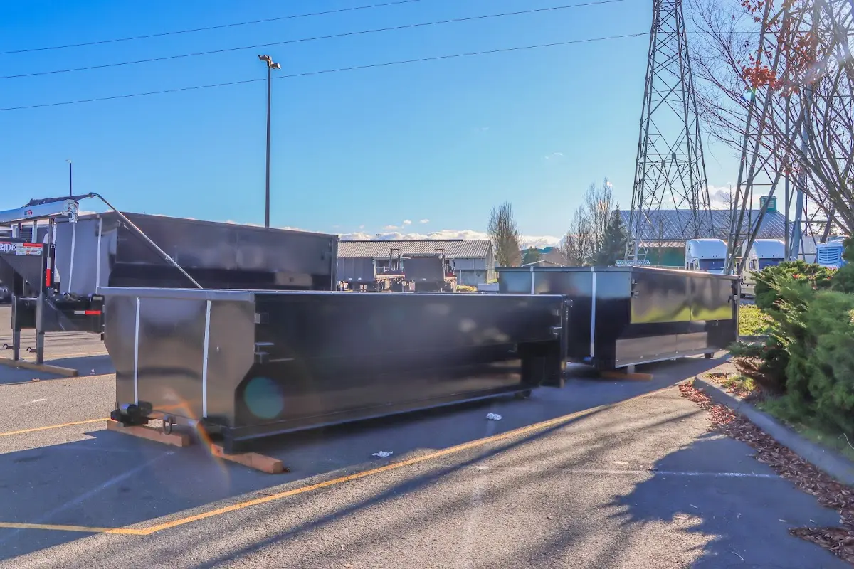 Roll-off dumpster ready for waste disposal at job site for Construction Dumpster Rental in Columbus